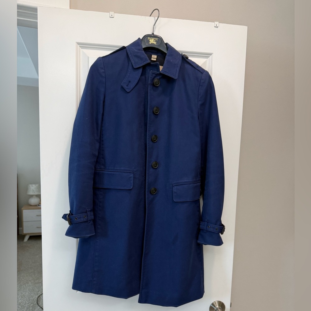 Burberry Brit Stonebury Single Breasted A-Line Coat US Size 6 blue